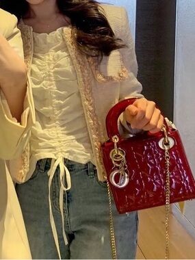 Christian Dior Mini Lady Dior Patent Cherry GHW